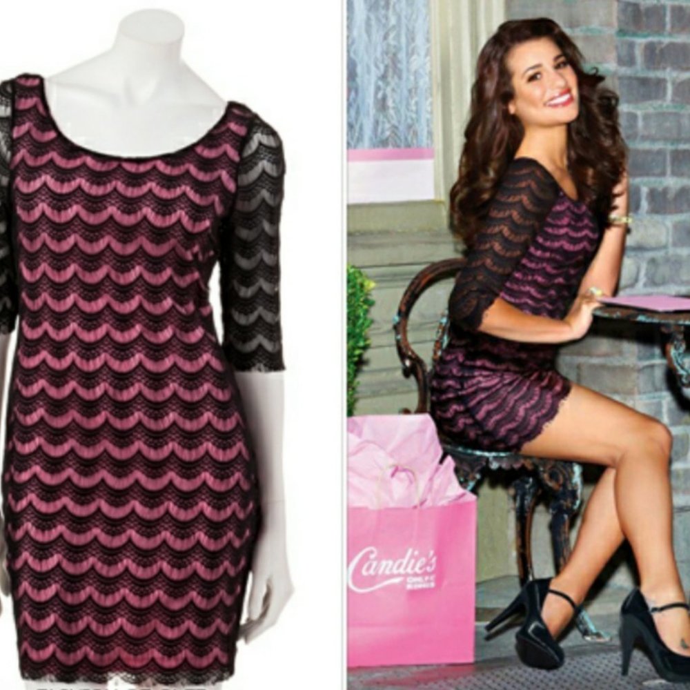 Candies Black and Pink Lace Overlay Mini dress